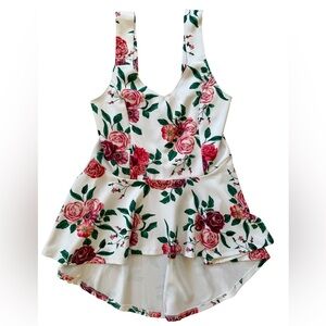 Sleeveless Floral High-Low Top